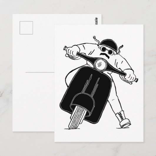 Roller Born to be Wild Scooter Zeichnung ポストカード (正面/裏面)