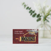 Roller Brush Painting Gold Home Paint Splatter 名刺 (スタンド正面)