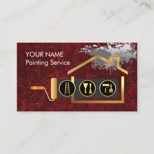 Roller Brush Painting Gold Home Paint Splatter 名刺 (正面)