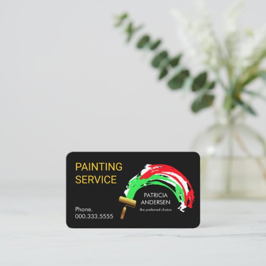 Roller Brush Painting Paint Splatter 名刺 (スタンド正面)