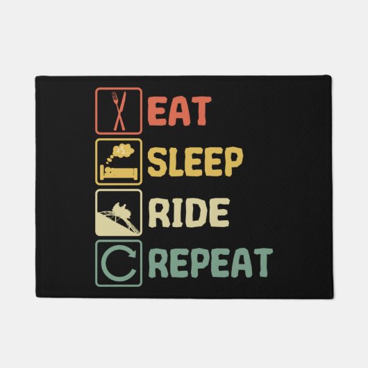 Roller coaster Eat Sleep Ride Repeat Retro Funny ドアマット (正面)