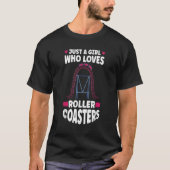 Roller Coaster Girl Amusement Park Roller Coaster Tシャツ (正面)