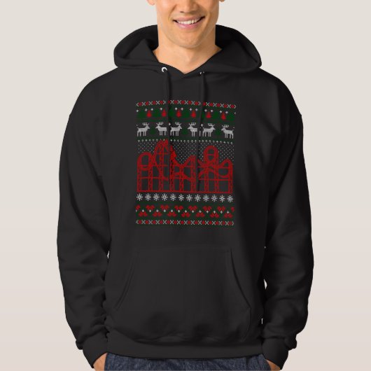 Roller Coaster Scene Ugly Christmas Sweater パーカ (正面)