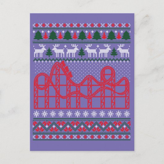 Roller Coaster Scene Ugly Christmas Sweater ポストカード (正面)