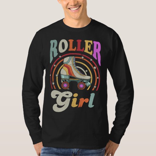 Roller Girl Retro Roller Derby Roller Skating Roll Tシャツ (正面)