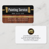 Roller Paint Brush On Stylish Wood Gold Line 名刺 (正面/裏面)