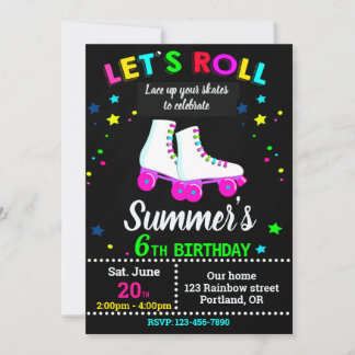 Roller skate birthday invitation - Skating party 招待状