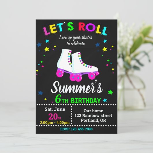Roller skate birthday invitation - Skating party 招待状 (スタンド正面)
