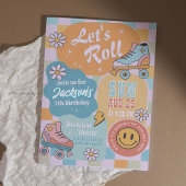 Roller Skate Birthday Party - Retro Groovy Boy 招待状