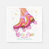 Roller Skate Let's Roll Skating Girl Birthday スタンダードカクテルナプキン (正面)