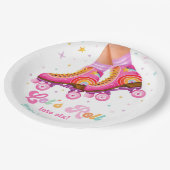 Roller Skate Let's Roll Skating Girl Birthday ペーパープレート (アングル)
