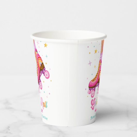 Roller Skate Let's Roll Skating Girl Birthday 紙コップ (右)