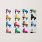 Roller Skates Colorful Pattern Retro Rollerskates ジグソーパズル (横)