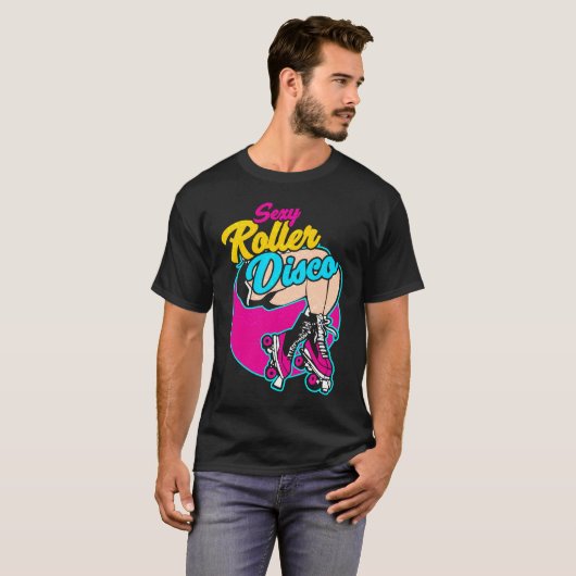 Roller skates disco inline skating roller skating  tシャツ (正面フル)