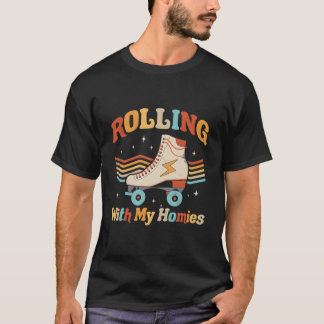Roller Skating+仲間と一緒にローラースケート Tシャツ