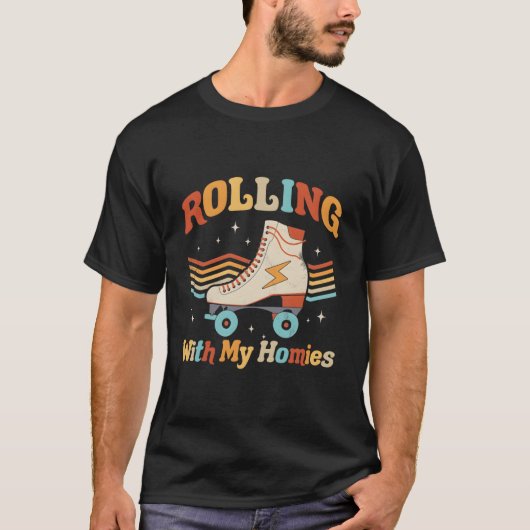 Roller Skating+仲間と一緒にローラースケート Tシャツ (正面)