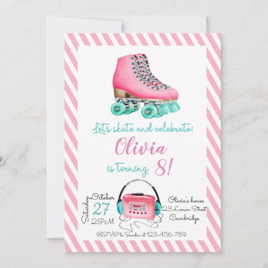Roller Skating Birthday Invitation 招待状 (正面)