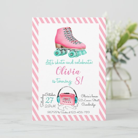 Roller Skating Birthday Invitation 招待状 (スタンド正面)