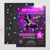 Roller Skating Birthday Party Invitation / Neon 招待状 (正面/裏面)