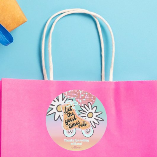 Roller Skating Girls Birthday ラウンドシール