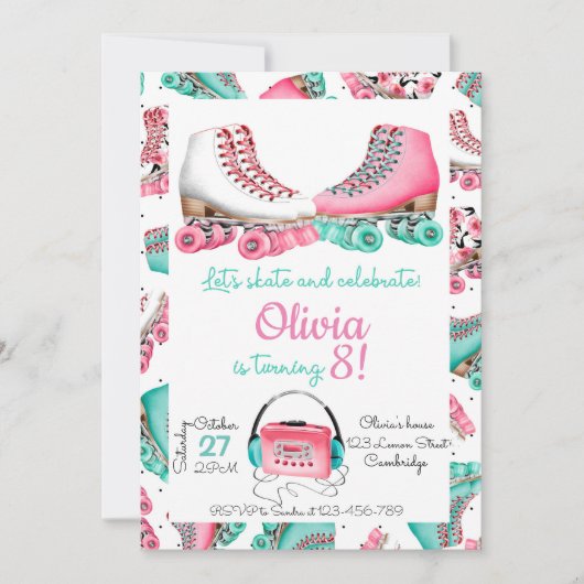 Roller Skating Invitation, Roller Skating Invite 招待状 (正面)