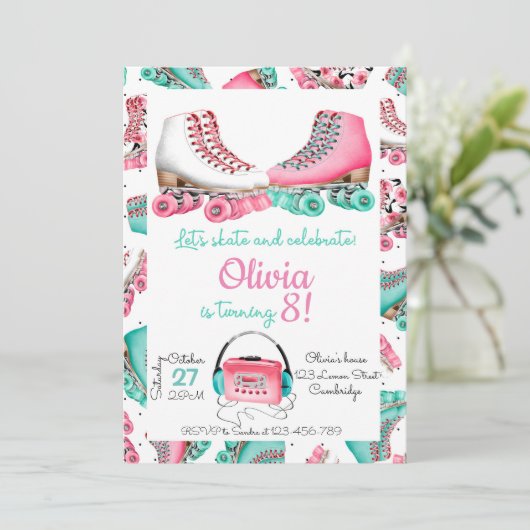 Roller Skating Invitation, Roller Skating Invite 招待状 (スタンド正面)