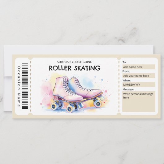 Roller Skating Ticket Gift Certificate 招待状 (正面)