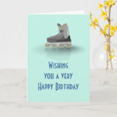 rollerbladeのスケートで滑るのハッピーバースデー カード (黄色い花)