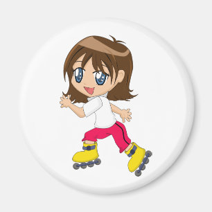 Rollerbladingの女の子の磁石 マグネット