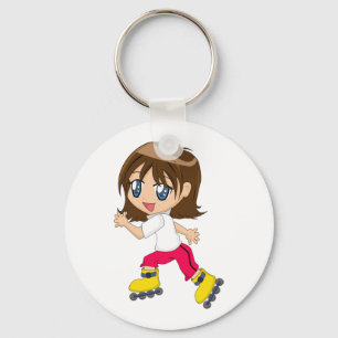 Rollerbladingの女の子Keychain キーホルダー