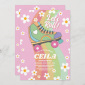 Rollerskate Vibe転がレトロGroovy 1970s 招待状 (正面/裏面)