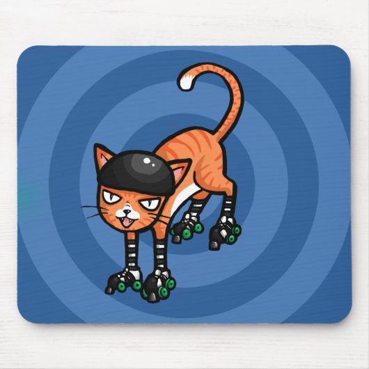 rollerskatesのオレンジ虎猫 マウスパッド (正面)
