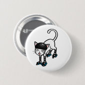 rollerskatesの白い猫 缶バッジ (正面&裏面)
