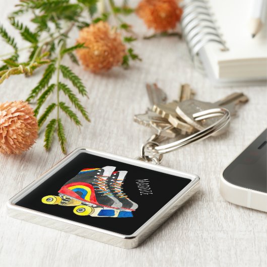 Rollerskates retro eighties art キーホルダー (側面)