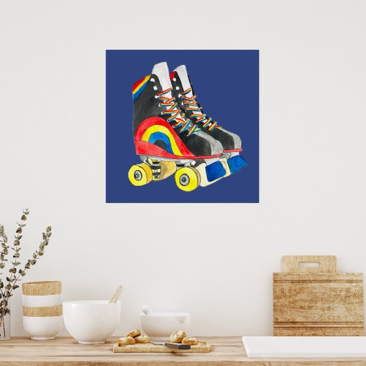 Rollerskates retro eighties art ポスター (キッチン)