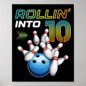 Rollin Into 10 Retro Bowling Birthday Party 10th B ポスター (正面)