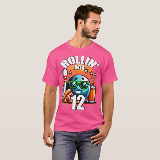 Rollin Into 12 Bowling Birthday Party 12Th Birthda Tシャツ (正面フル)