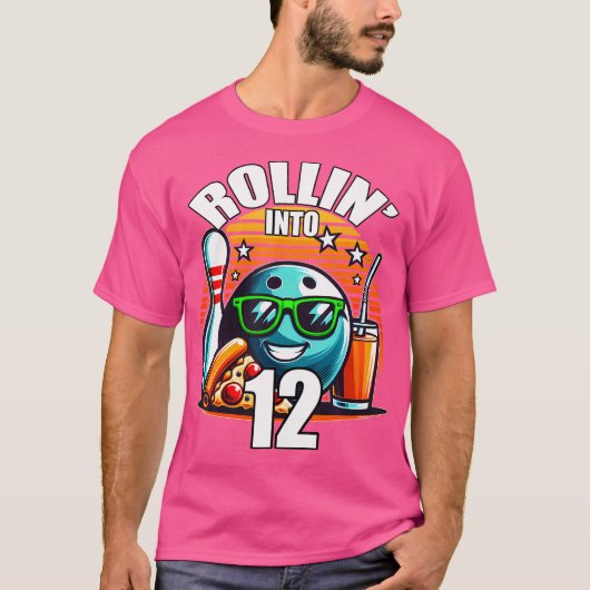 Rollin Into 12 Bowling Birthday Party 12Th Birthda Tシャツ (正面)