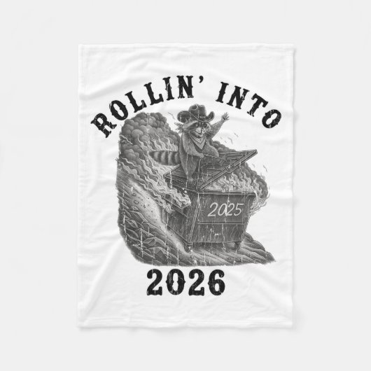 Rollin' Into 2026, 2026 Snarky New Year, Meme Racc フリースブランケット (正面)