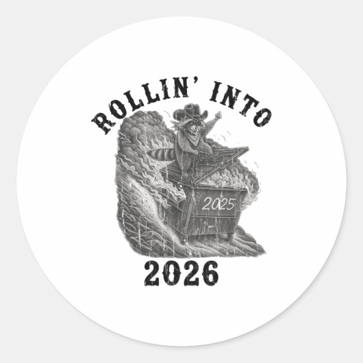 Rollin' Into 2026, 2026 Snarky New Year, Meme Racc ラウンドシール (正面)