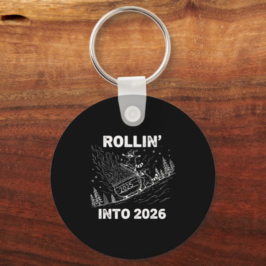 Rollin’ Into 2026 Dumpster Fire New Year Party Fun キーホルダー (正面)