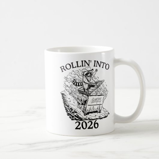 Rollin’ Into 2026 Dumpster Fire New Year Party Fun コーヒーマグカップ (右)