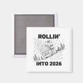 Rollin’ Into 2026 Dumpster Fire New Year Party Fun マグネット (正面/裏面)