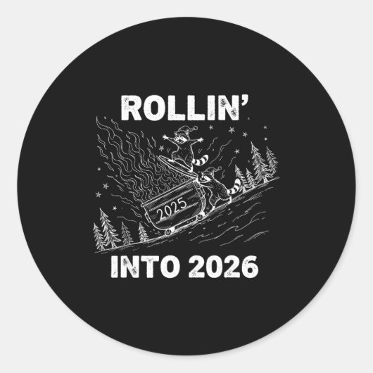 Rollin’ Into 2026 Dumpster Fire New Year Party Fun ラウンドシール (正面)