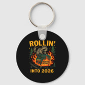 Rollin’ Into 2026 Funny Raccoon Dumpster Fire キーホルダー (正面)