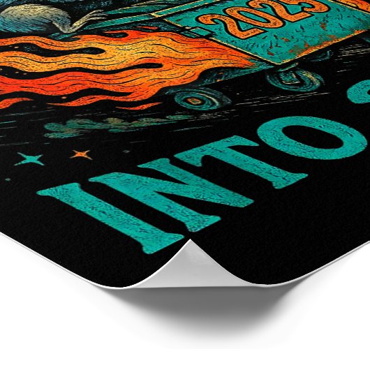 Rollin’ Into 2026 Funny Raccoon Dumpster Fire ポスター (角)