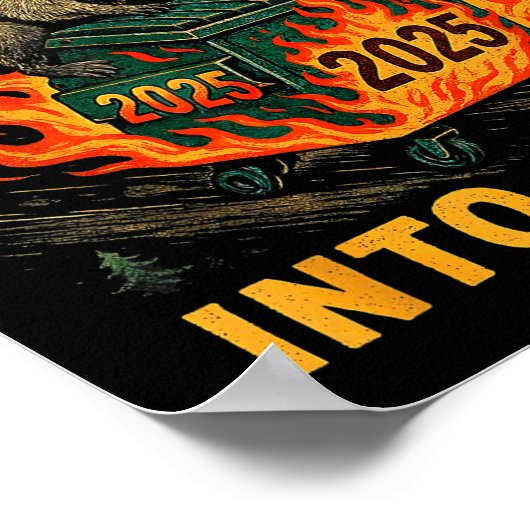 Rollin’ Into 2026 Funny Raccoon Dumpster Fire  ポスター (角)