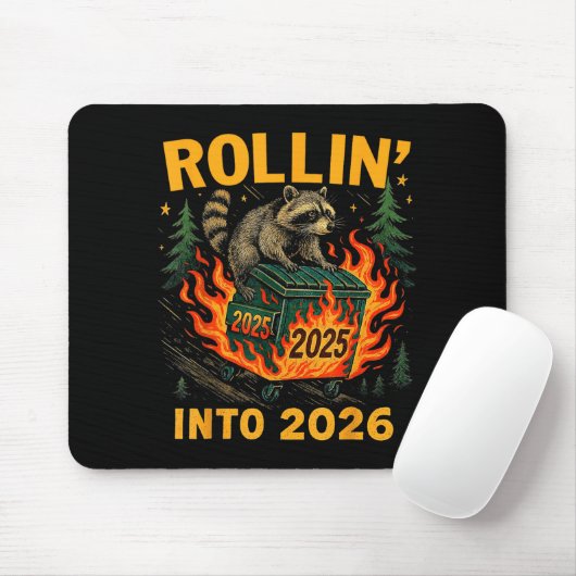 Rollin’ Into 2026 Funny Raccoon Dumpster Fire  マウスパッド (マウス)