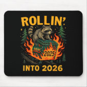 Rollin’ Into 2026 Funny Raccoon Dumpster Fire  マウスパッド (正面)
