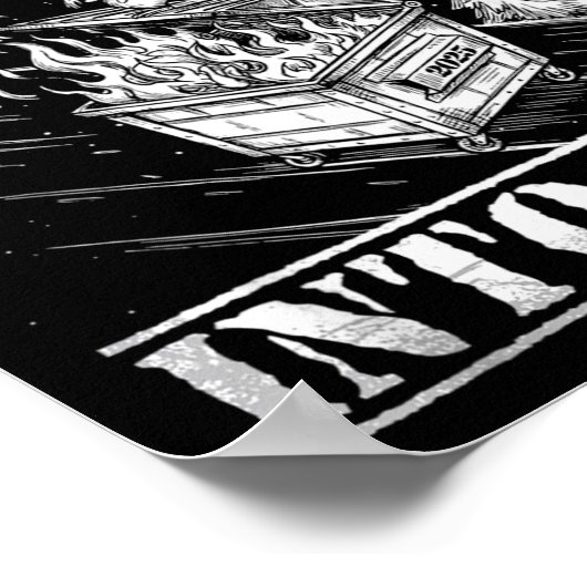 Rollin' Into 2026 Funny Raccoon Dumpster Fire Art  ポスター (角)